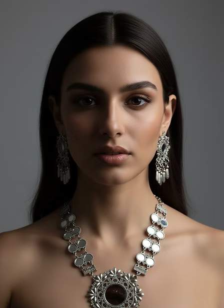 Artisan Oxidized Silver Dangle Jewelry Set