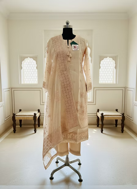 Ivory Blush Hand-Embroidered Luxury Suit