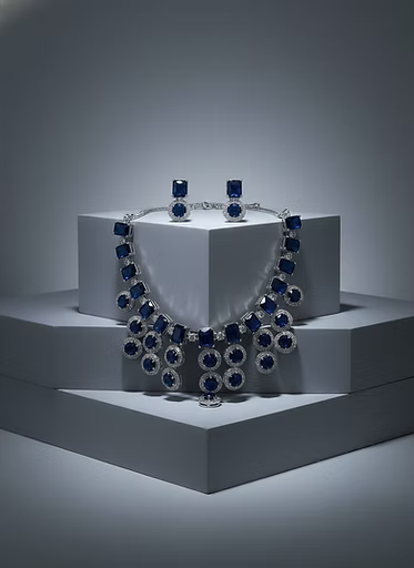Royal Azure Halo Statement Set