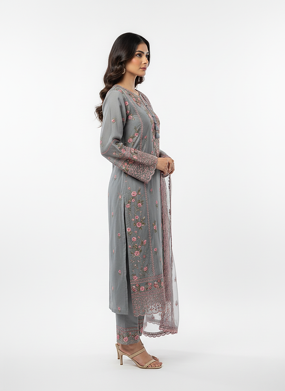Ash Blossom Embroidered Luxury Suit