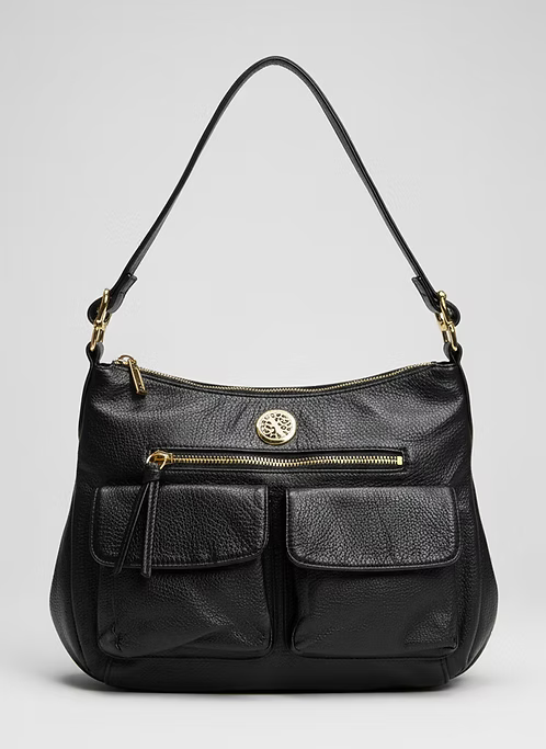 Aveline Black Leather Shoulder Bag