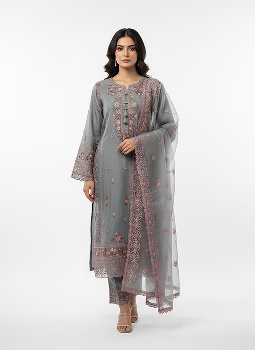 Ash Blossom Embroidered Luxury Suit