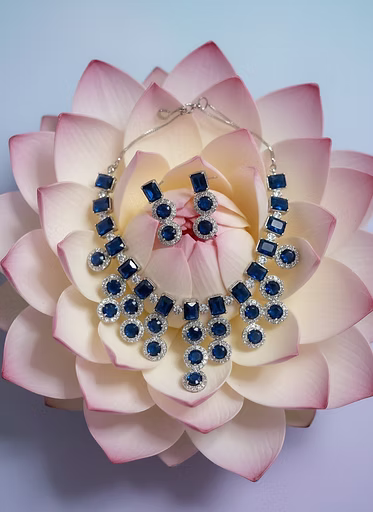 Royal Azure Halo Statement Set