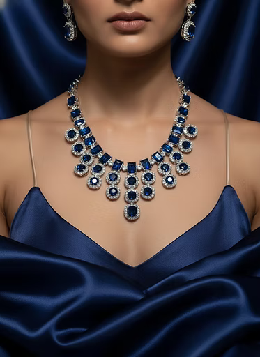 Royal Azure Halo Statement Set