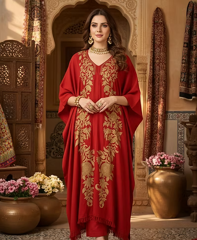 Red Embroidered Kaftan