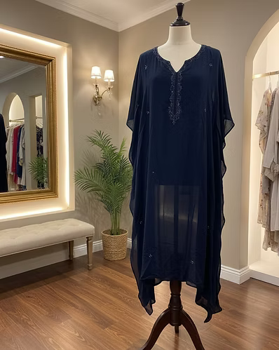 Elegant Navy Kaftan Dress