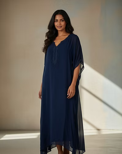 Elegant Navy Kaftan Dress