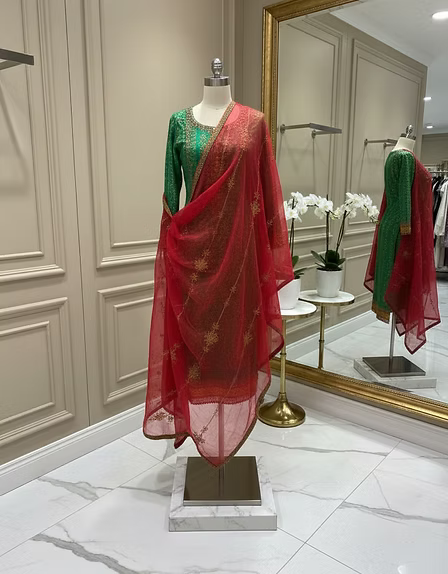Emerald Weave Designer Three-Piece Suit
