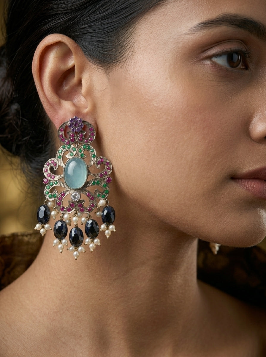 Multi-Color Meenakari Statement Earrings