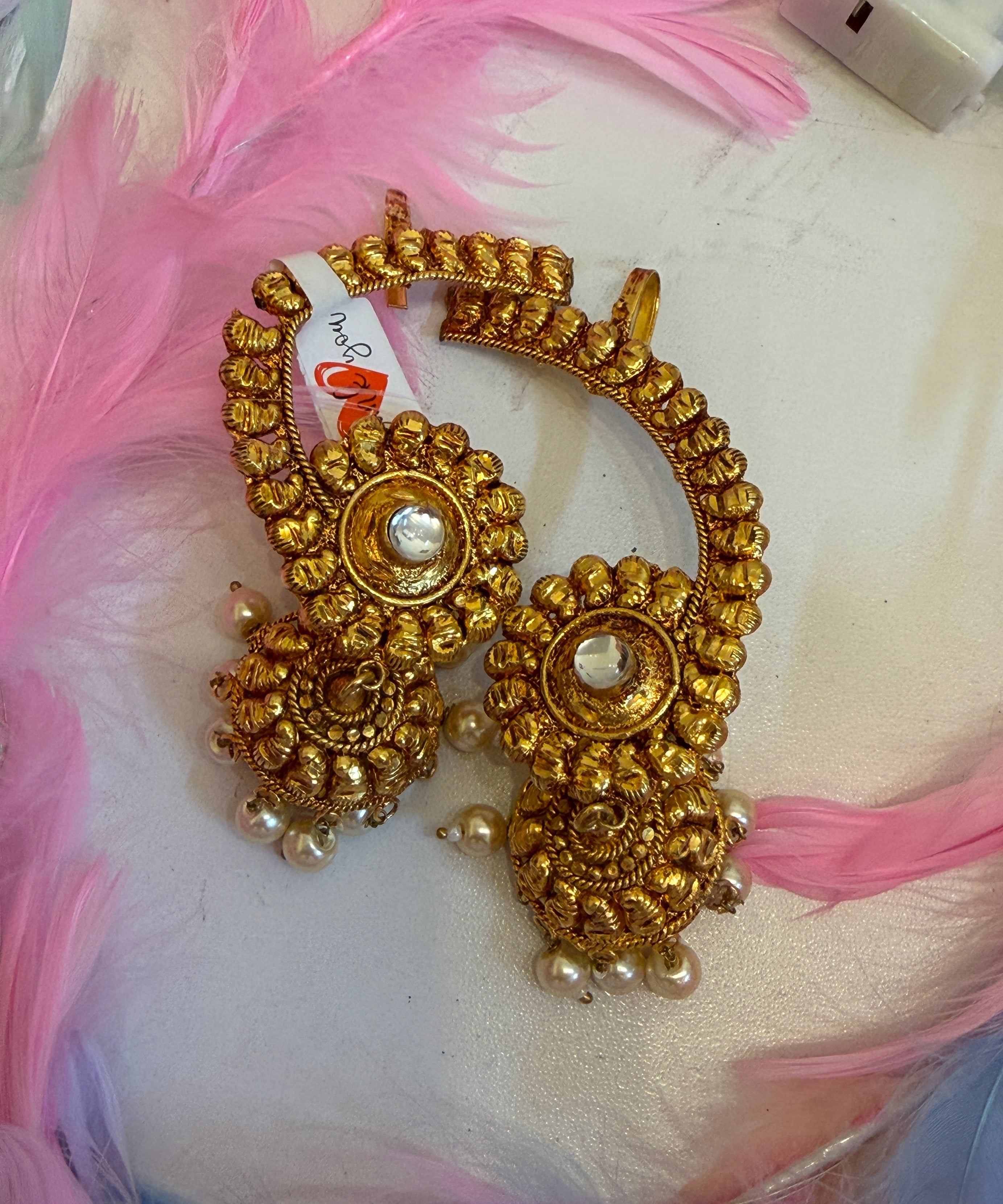 Antique Gold Bahubali / Jhumka Ear Cuff Set