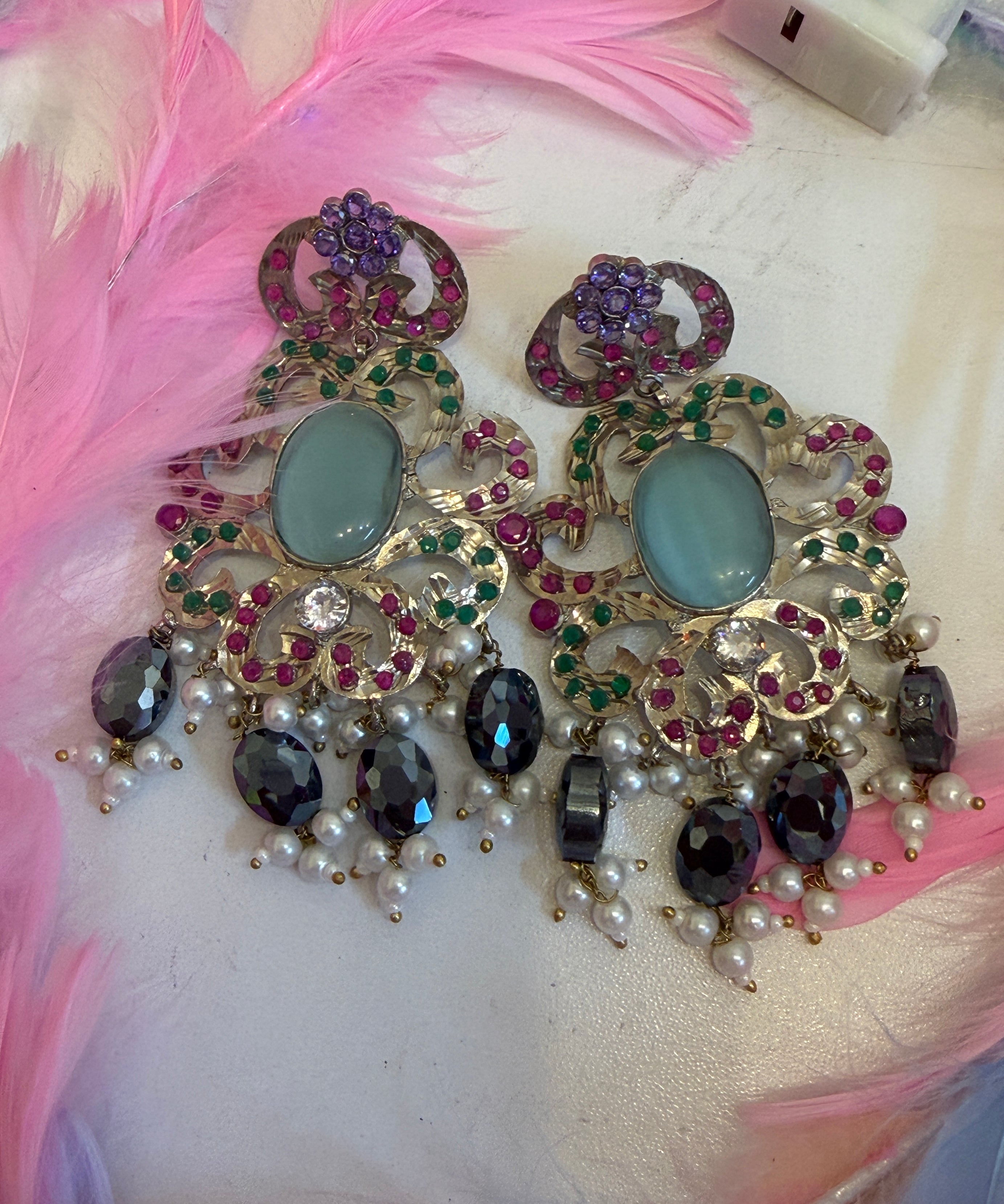 Multi-Color Meenakari Statement Earrings