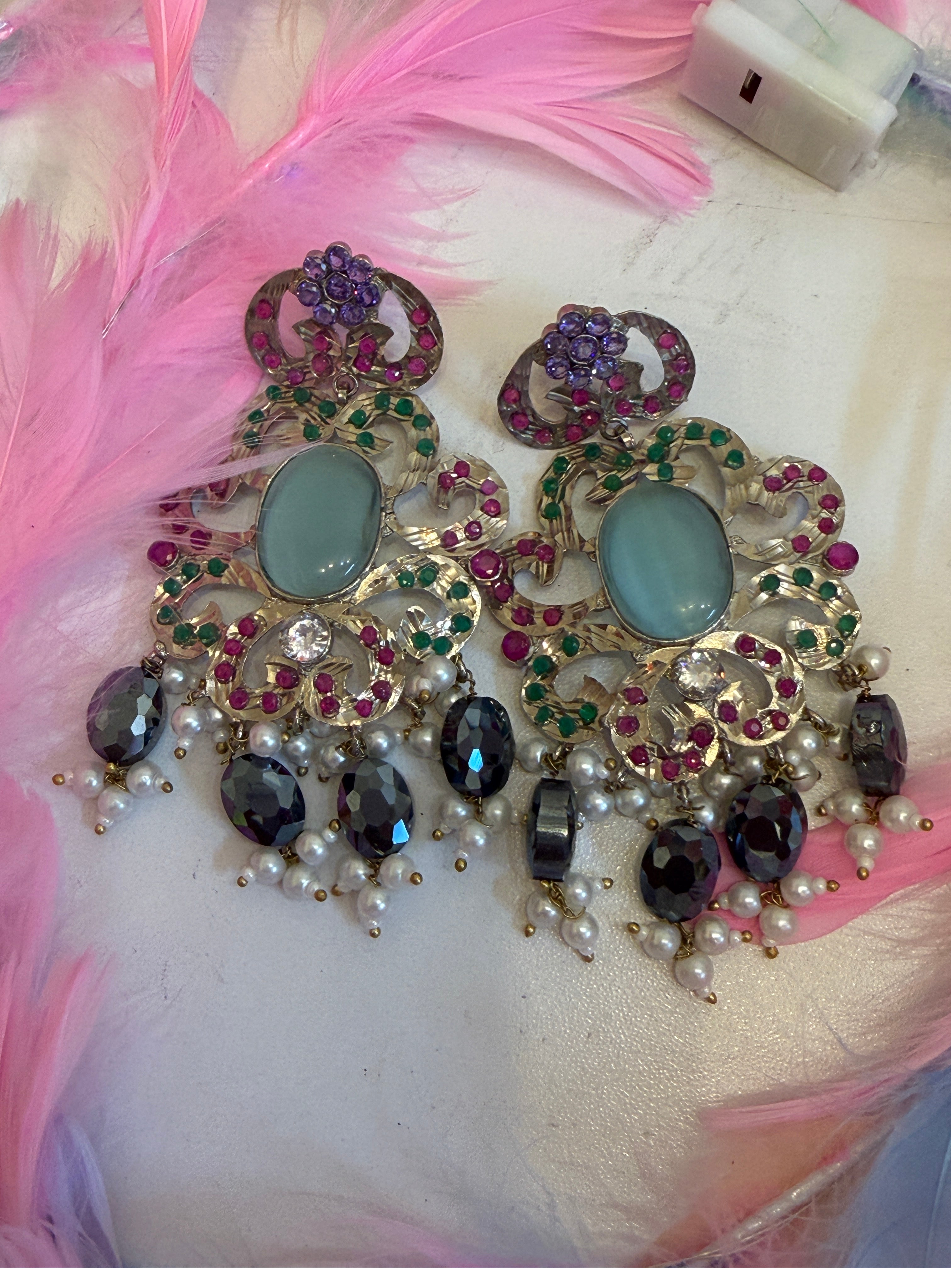 Multi-Color Meenakari Statement Earrings