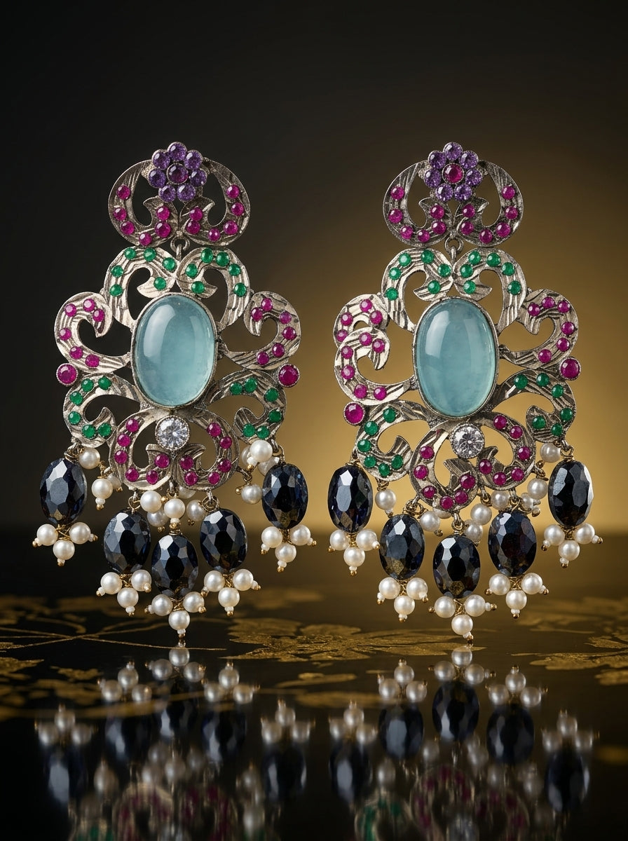 Multi-Color Meenakari Statement Earrings