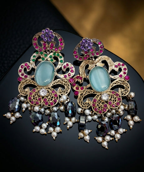 Multi-Color Meenakari Statement Earrings