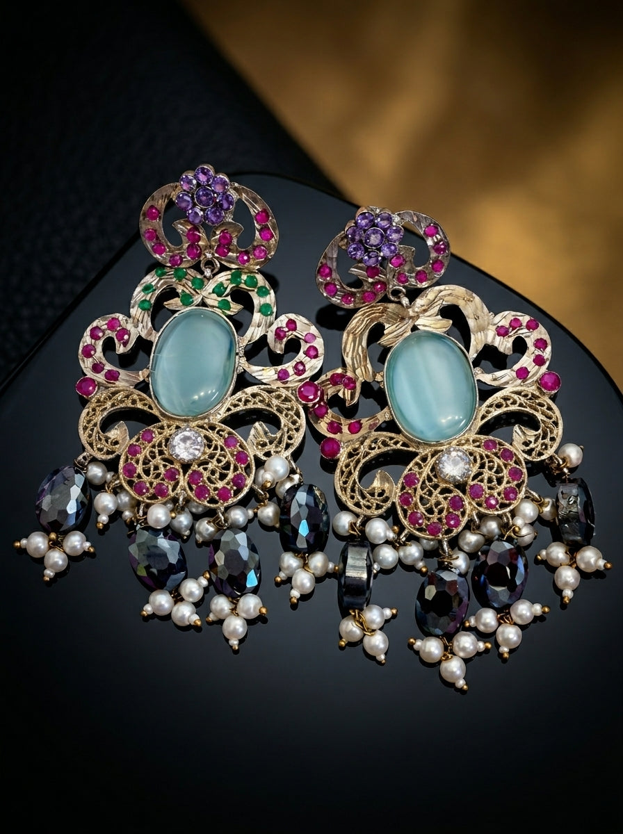 Multi-Color Meenakari Statement Earrings