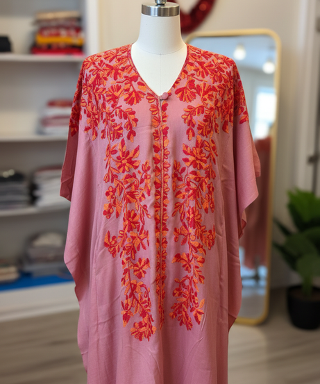 Rose Pink Floral Kaftan Kurta Set