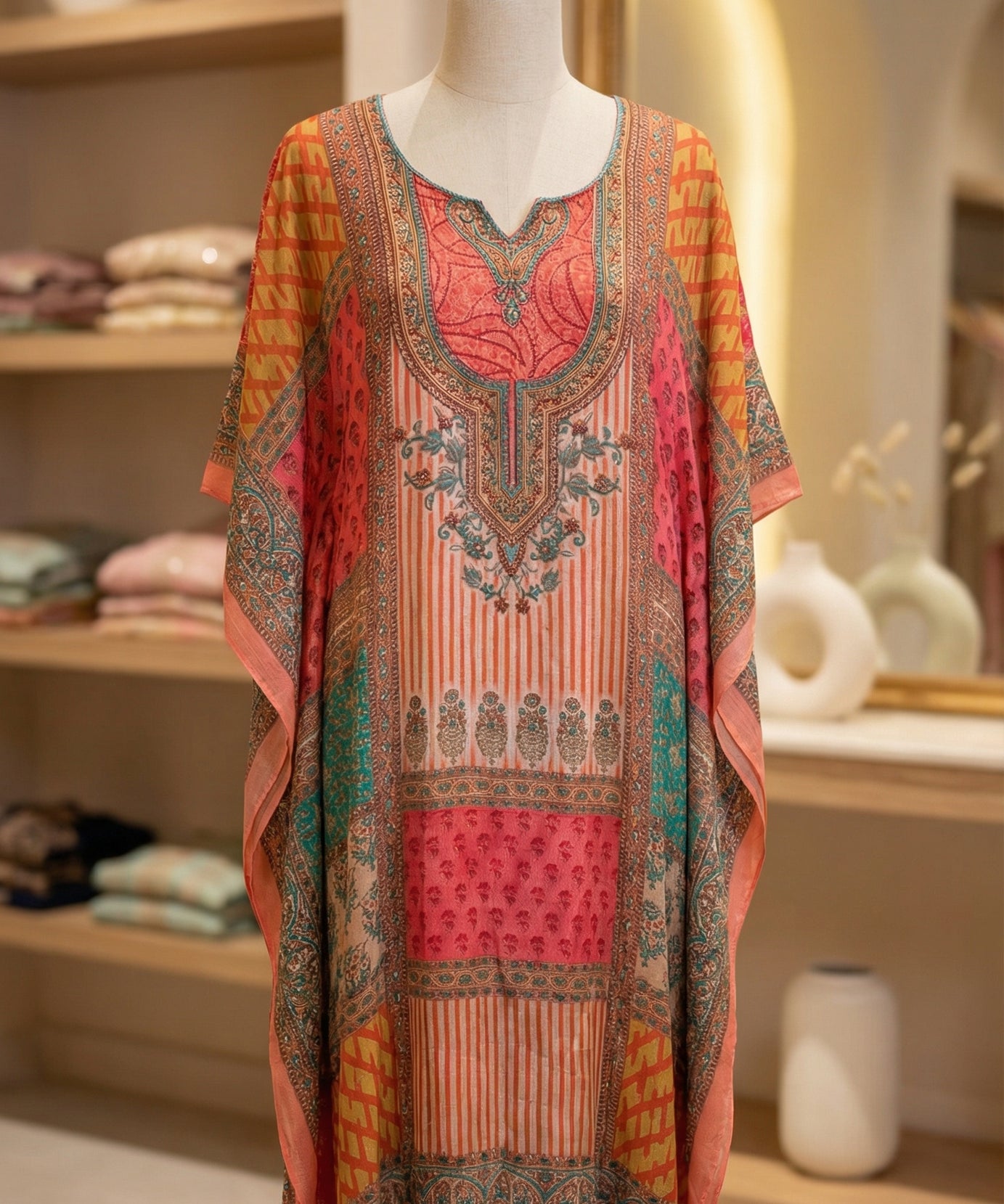 Mughal Garden Multiprint Kaftan