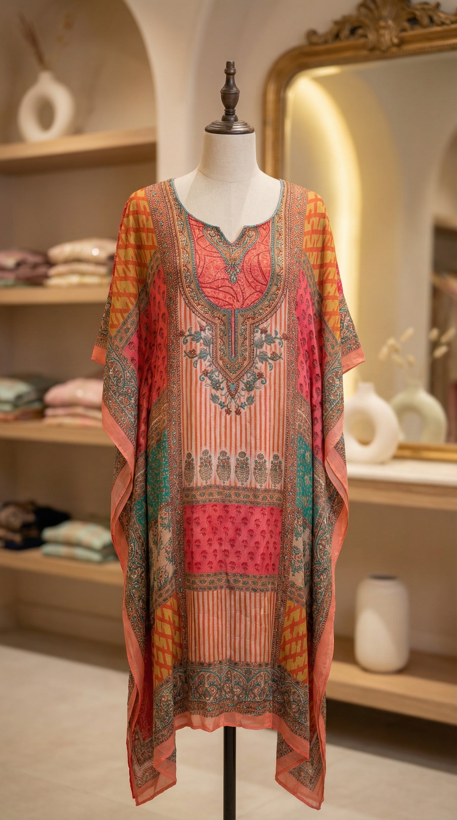 Mughal Garden Multiprint Kaftan