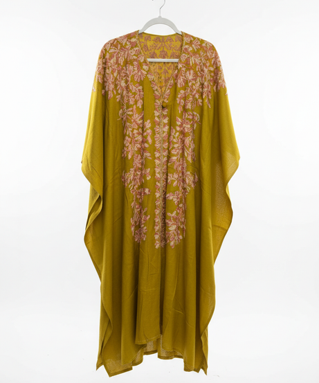 Olive Gold Floral Kaftan Kurta Set