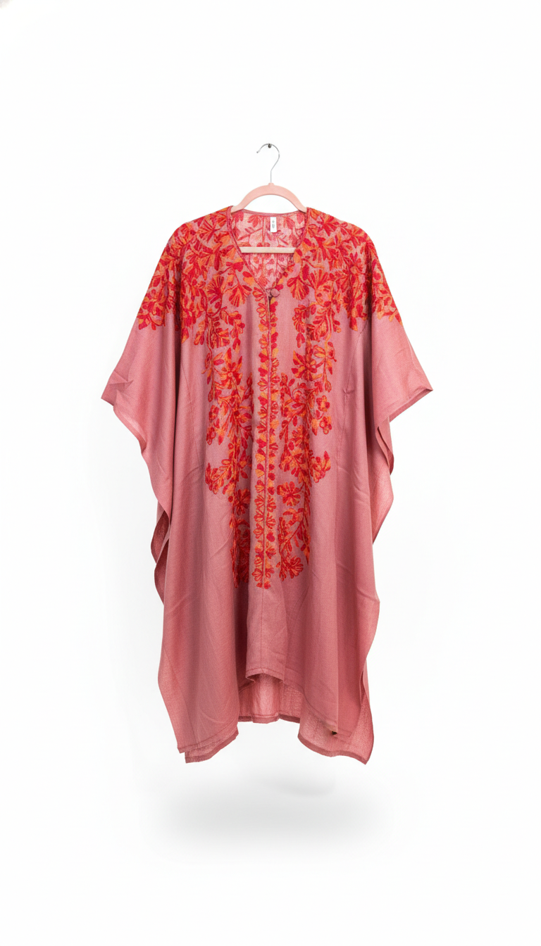 Rose Pink Floral Kaftan Kurta Set