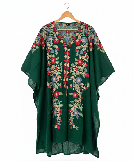 Dusty Rose Floral Embroidered Kaftan Top