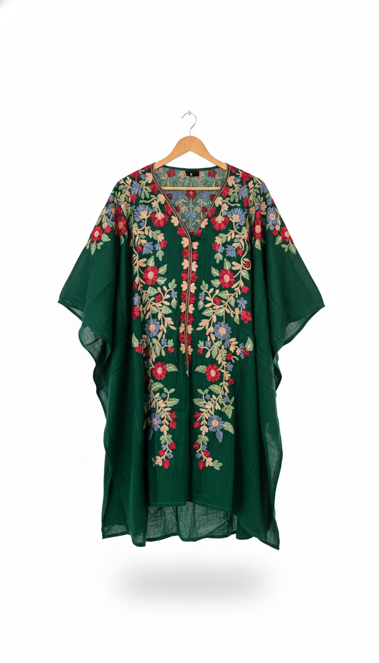 Dusty Rose Floral Embroidered Kaftan Top