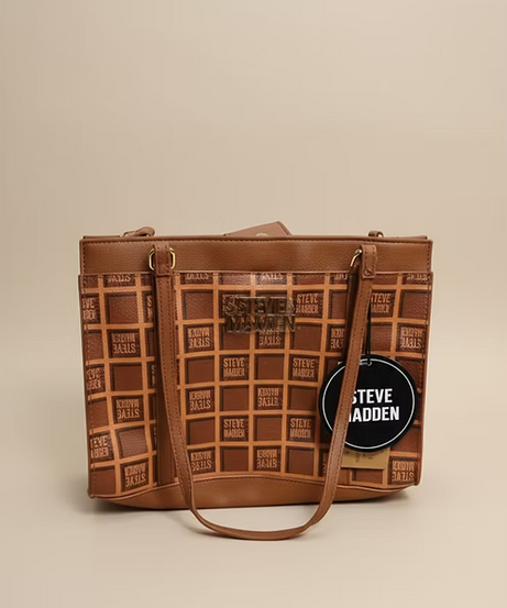 Steve Madden Monogram Logo Brown Tote Bag