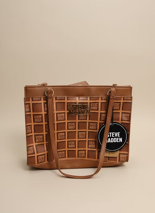 Steve Madden Monogram Logo Brown Tote Bag