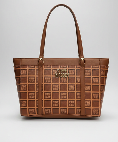 Steve Madden Monogram Logo Brown Tote Bag