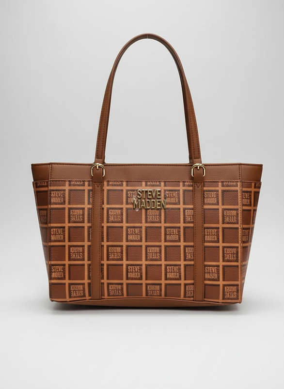 Steve Madden Monogram Logo Brown Tote Bag