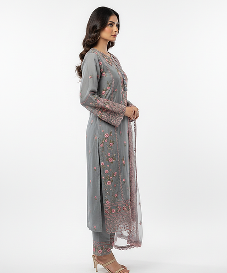 Ash Blossom Embroidered Luxury Suit