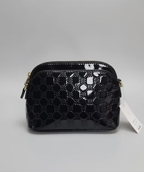 Noir Gloss Embossed Crossbody Pouch