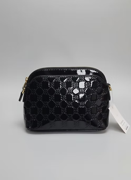Noir Gloss Embossed Crossbody Pouch