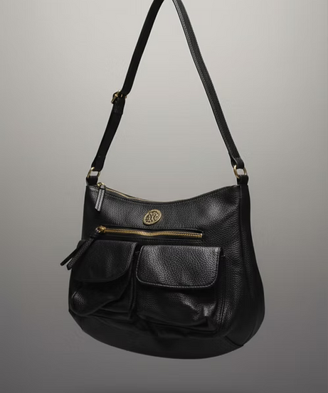 Aveline Black Leather Shoulder Bag