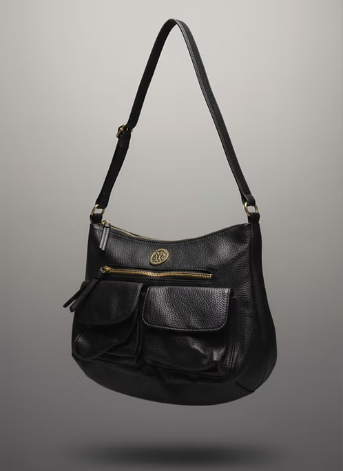 Aveline Black Leather Shoulder Bag