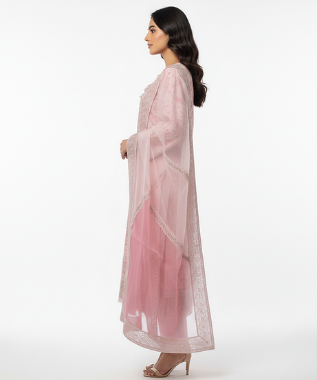 Rose Quartz Embroidered Organza Salwar Suit Set