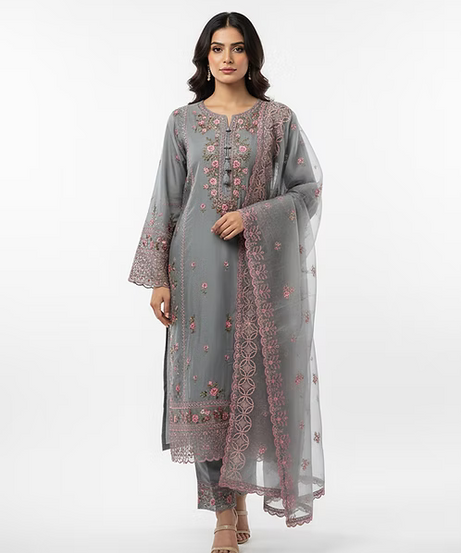 Ash Blossom Embroidered Luxury Suit