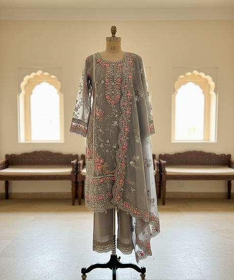 Ash Blossom Embroidered Luxury Suit